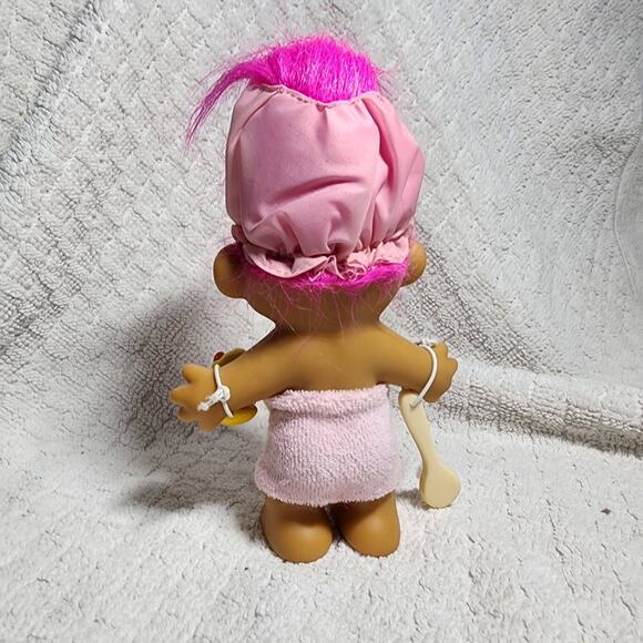 Vintage Russ Troll Doll 5" Girl Bath time Fun HOT PINK Hair Shower Ducky '92 - Picture 2 of 3